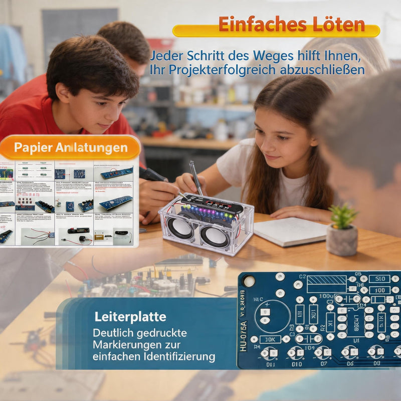 DIY Electronic Speaker Soldering Kit, Soldering Kit, Speaker Kit Bluetooth with FM, DIY Electronic Kit Receiver Music Player with LED Indicator Light, Remote Control for Soldering Learning Adults