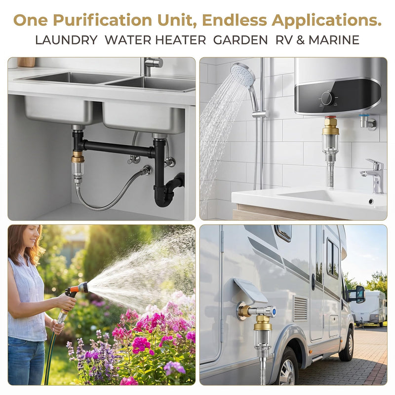 2 Pack Sediment Water Filter for Washing Machine, Inline Water Pre-Filter with 3/4" Adapters & Extension Tubes, 50 Micron, Reusable Stainless Steel Screen Brass PreFilter for Water Heater, Faucet
