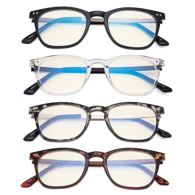 Eyekepper Multipack tinted Blue Light Blocking Reading Glasses for Women Men Readers Computer Eyeglasses A-4 Pack-mix 0.5 x
