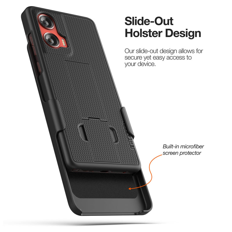 Encased DuraClip for Moto G Stylus 5G 2024 Belt Case with Holster Clip and Kickstand (Black)