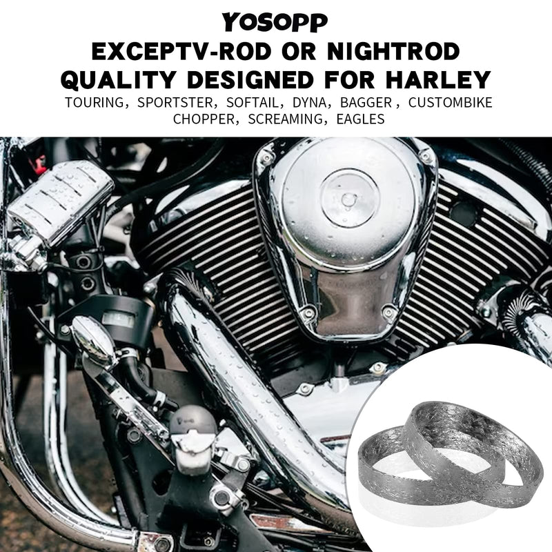 Cone Exhaust Gasket for Harley, Made of Graphite & Steel Mesh - Fits 1984-later Most Harley Davidson Bikes: Touring, Sportster, Dyna, Softail (1 Pair 2pcs)