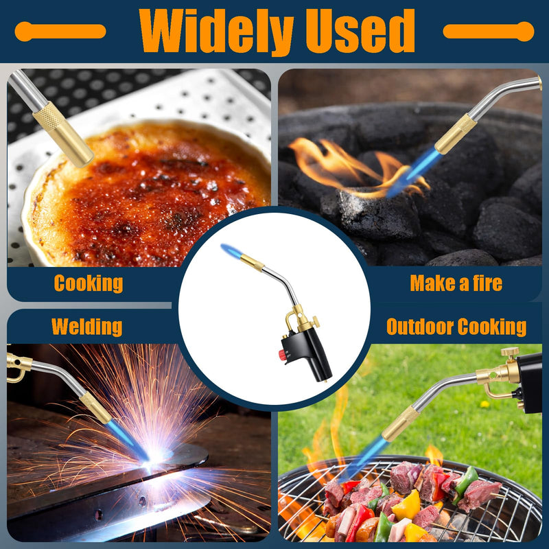 TS8000 Propane Torch Head with Igniter, TS8000 High Intensity Mapp Gas Torch Head with Brass Tip and Adjustable Flame Knob Welding Torch for Light Welding, Soldering, Brazing, Heating,Thawing 1