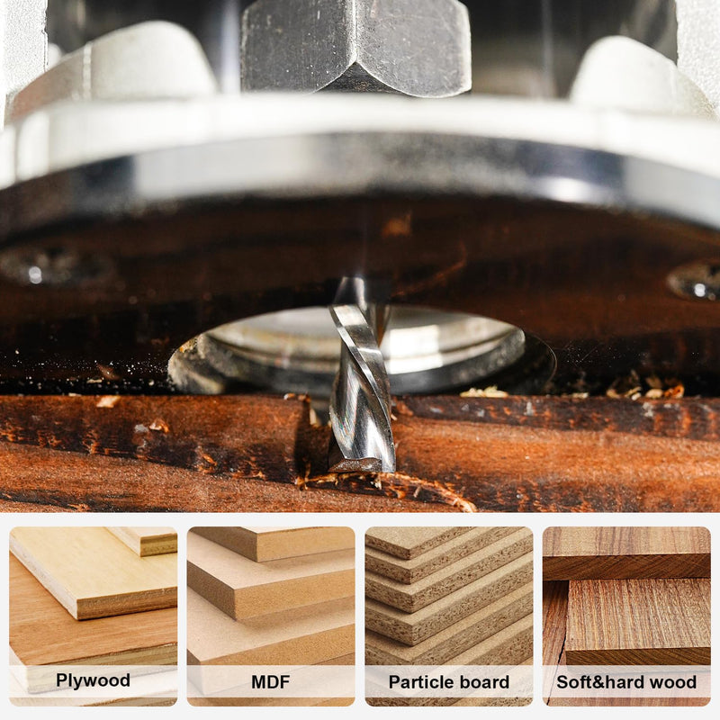 SpeTool Spiral Groove Cutter 6 mm Shank Compression 32 mm Cutting Length Extra Long Spiral Cutter Groove Cutter Up & Down Solid Carbide End Mill Router Bit Slotted Hole Cutter Wood Cutter for Router CNC Cutter Wood Cutter 1