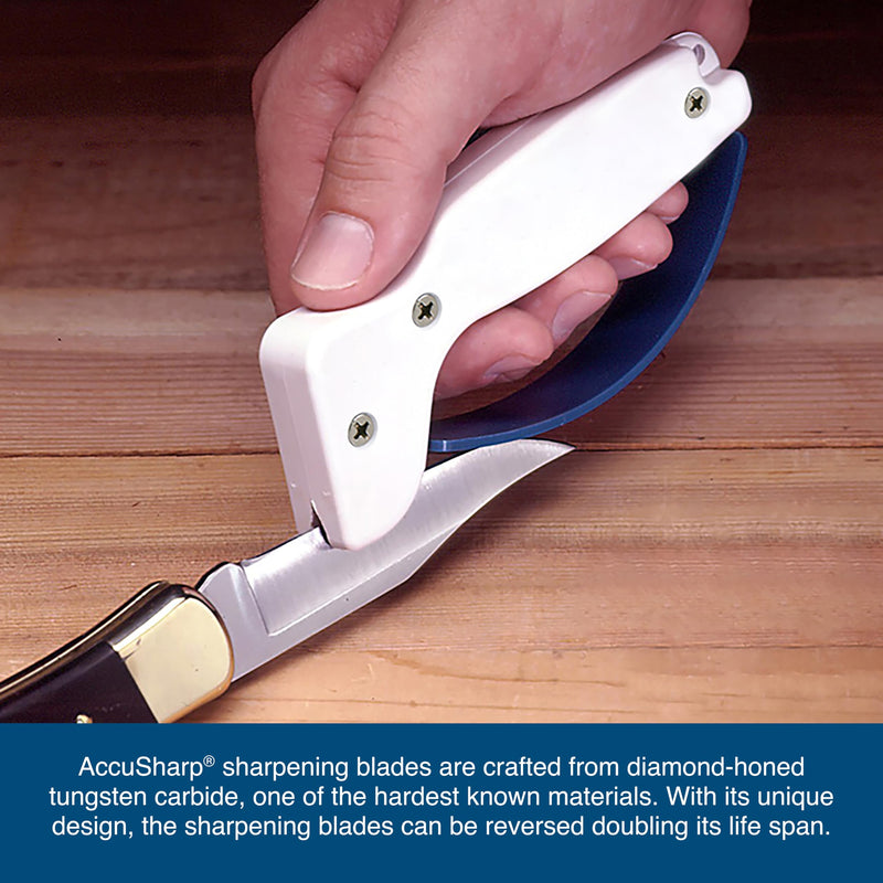 AccuSharp Hand-Held Carbide Blade Sharpener, Kitchen Knife and Chef Knife Sharpener, Professional Chef Grade Sharpening Tool, Restore and Hone Straight & Serrated Knives, 2-Pack, White White & White