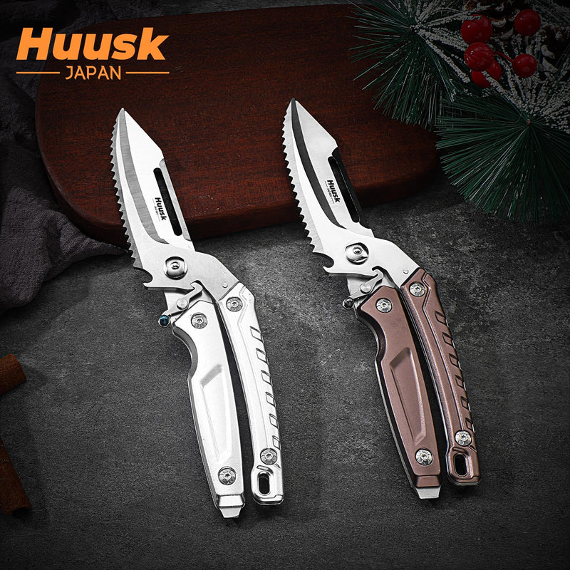 Huusk Heavy Duty Poultry Scissors - Kitchen Scissor for Food with Serrated Edge, Detachable Sharp Shears for Cutting Meat, Chicken Bone and Turkey, Scissors All Purpose for Thanksgiving (Brown) Brown