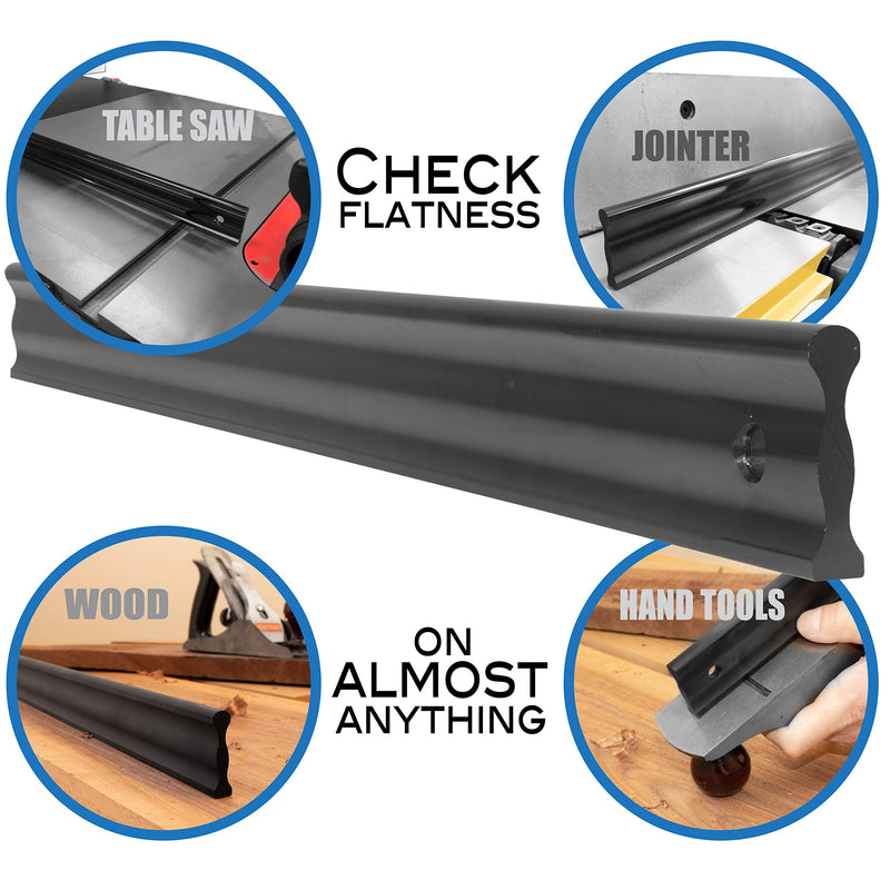 18" Anodized Aluminum Straight Edge Tool with .001 Tolerance Precision Edge, Check Straightness On Metal Surface Tops & Machinery, Layout Tool for Marking and Scribing Lines