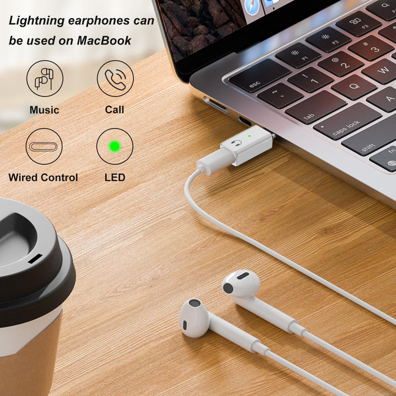 USB-C to Lightning Audio Adapter, USB Type C Male to Lightning Female Headphone Converter for iPhone 15/15 Plus/15 Pro/15 Pro Max, iPad Pro/Air, Not for Charging&Data (White) White