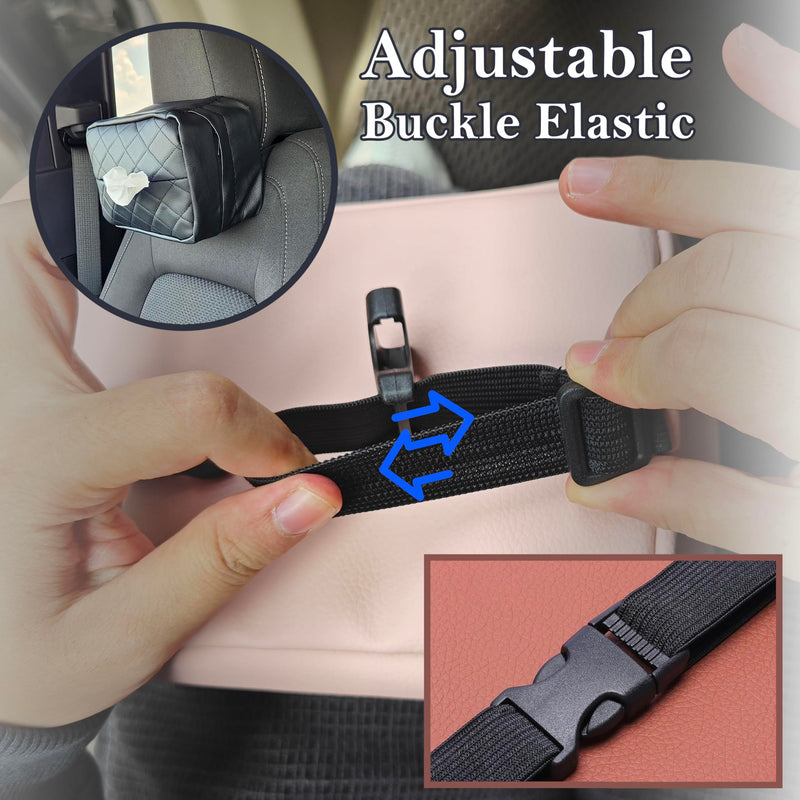 Car Tissue Holder for 120 Standard Tissue,Leather PU Tissues Box Cover for Car Backseat,Extra Large Rectangle Napkin Holder Soft Rectangular,Fits for Kleenex tissues,for Storage& Organization (Black) Black