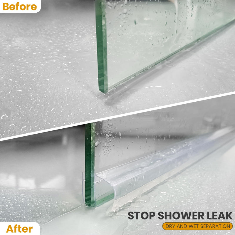 Bathroom Shower Glass Door Bottom Seal Strip, 2PCS 36 Inch Long Clear PVC Seal Strips for 1/4"(6mm) Thick Framless Glass Door Panel 1/4" (6mm）X 36"