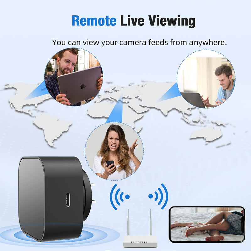 LIZVIE Hidden Camera Charger, 2.4G WiFi Phone Charger Camera Wide-Angle 170° /Motion Detection/SD Storage/Free App Remote View/1080P/Nanny Cam Hidden Cameras for Home Security Office, and Indoor.