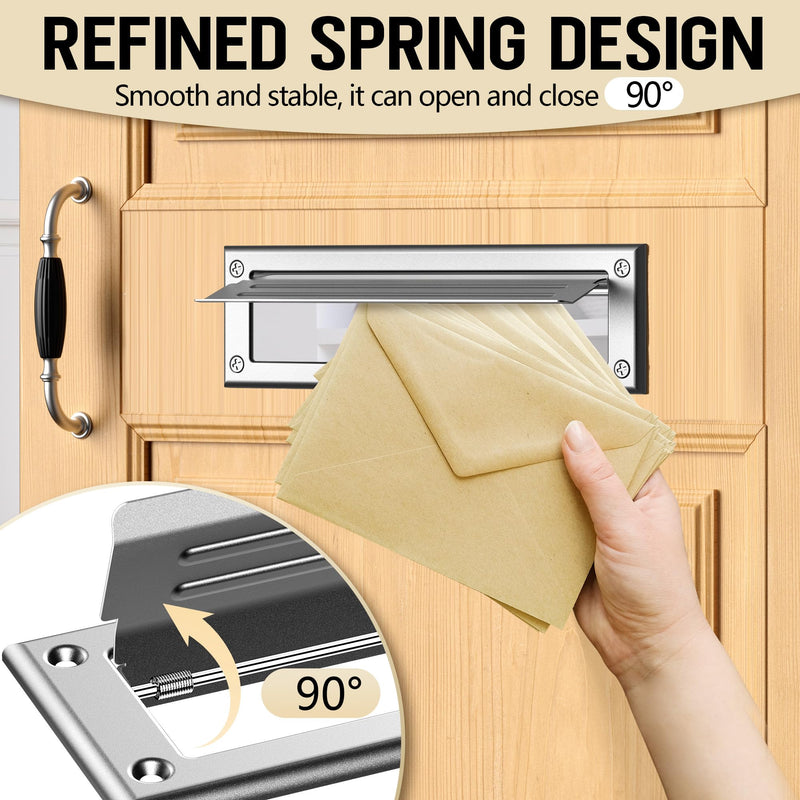 10 inch Mail Slot for Front Door, Stainless Steel Mail Slot Cover, Easy to Install, 1 Pack, 10"×3", Silver 10 Inch