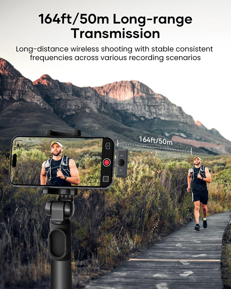 Wireless Lavalier Microphone for iPhone iPad Android With Charging Case 80h Battery Life, Noise Cancellation, 164ft Range Plug-Play Clip On Lapel Mic for Youtube, Video Recording, Vlog, Live Streaming Mic 2 (2 TX + 1 RX + Charging Case)