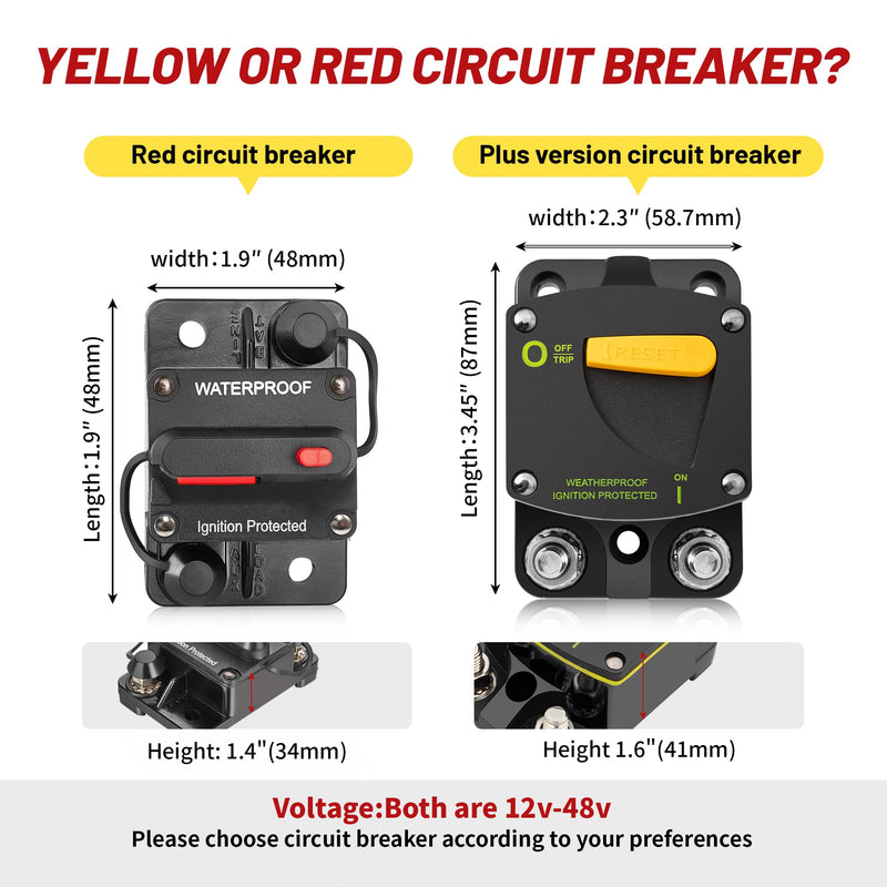 RED WOLF 300A Circuit Breaker Switch Manual Reset DC 12-24V, 5/16"-M8 Stud for Car Audio RV Marine Boat Truck Trolling Motors Stereo Audio Electronic Battery Solar System