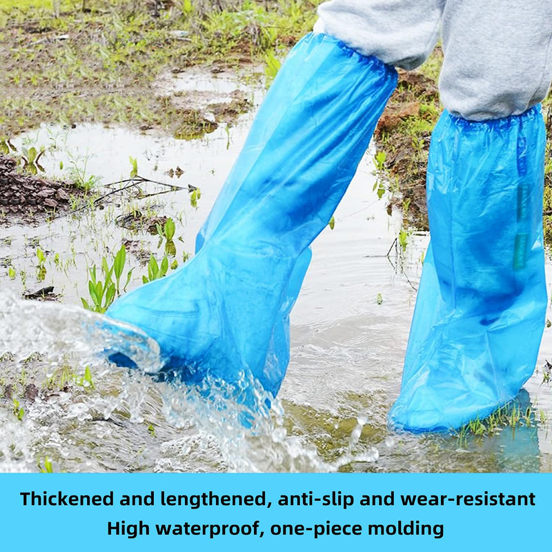 Disposable Boot Covers Waterproof Rain Shoe Covers for Men and Women, 8 Pairs Blue Shoe Covers Waterproof Non-Slip Covers for OP CPE Outdoor Camping (8 Pairs)