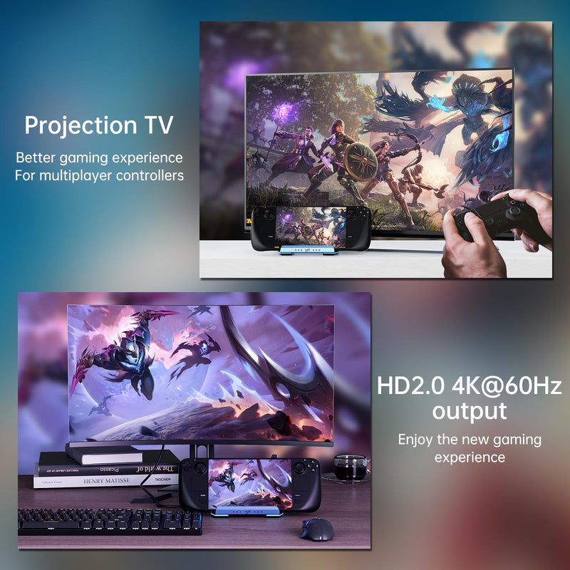 Docking Staion for Steam Deck/ROG Ally/Legion Go,13 in 1 Double Fan Steam Deck Dock.1000Mbps Ethernet, PD100W Charging,SD/TF Double Card Slots，HD 2.0 4K@60Hz，4 USB Port. Slot Steam Deck Dock.