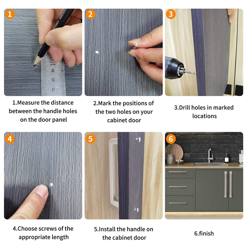 6 Pack 5 Inch Matte Brushed Satin Nickel Cabinet Handles Kitchen Cabinet Hardware Handles for Lockers TV Cabinets Drawers Bathroom Cabinets Dresser Handles (Center Holes 127mm) Brushed Nickel