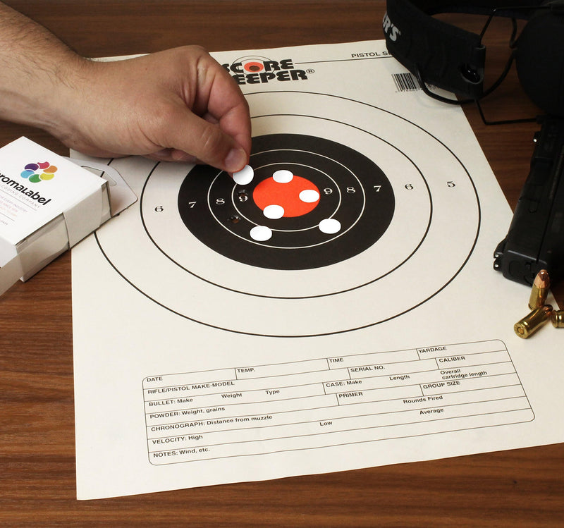 ChromaLabel 0.50 Inch Permanent Round Target Pasters for Shooting and Marksmanship, 1000 Labels per Dispenser Box, White