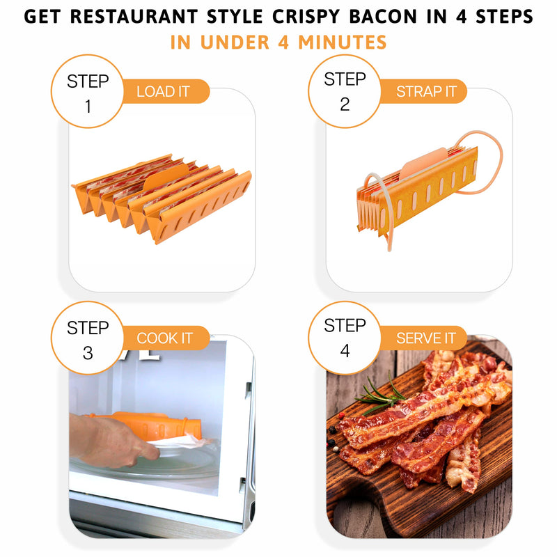 Bad Boy Microwave Bacon Cooker - Crispy Bacon Cooker For Microwave Oven - Microwave Cookware for Crispy, Healthy, and Low Bacon Grease Cooked Bacon - Pack of 2 Bacon Maker Bacon Maker - 2 Pack
