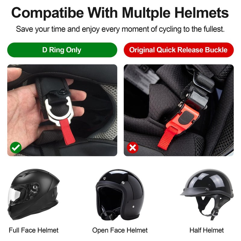 Helmet Quick Release Buckle Kit for Motorcycle Helmet, Metal Motorcycle Helmet Accessories, Helmet Chin Strap Replace D-RING Helmets Up to 1", Suitable for Full Helmet, Half Helmet, 3/4 Helmet Red