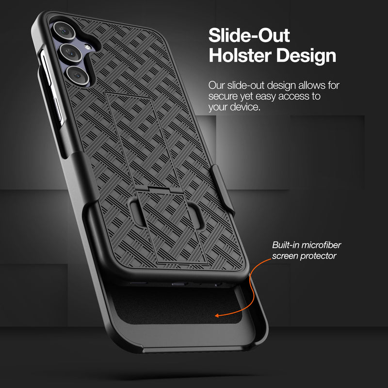 Encased Belt Case for Samsung Galaxy A35 5G with Holster Clip and Phone Kickstand (DuraClip Series), Black (A35 5G)