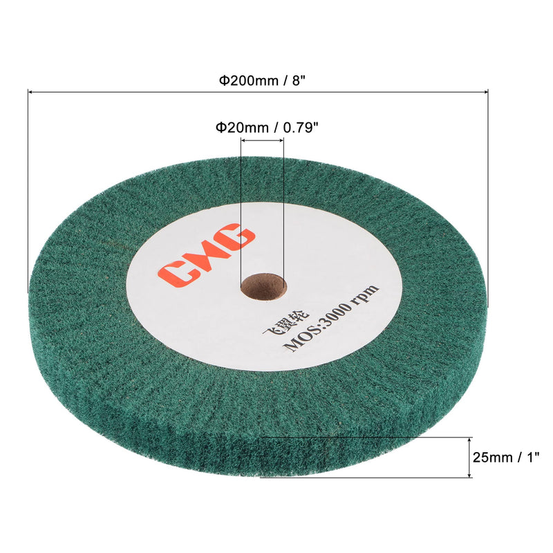 sourcing map Nylon Fiber Polishing Disc, Outer Bore 200mm, Inner Bore 20mm, Thickness 25mm, Sanding Accessories Polishing Accessories for Metal, Plastic, Painted Surfaces, Green 200mm x 25mm