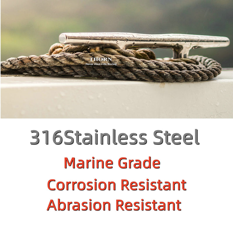 Thorn Boat Dock Cleat -4in 5in 6in 8in 316 Marine Grade Stainless Steel Open Base Design with Mounting Hardware | Heavy-Duty Mooring Cleat for Boats, Pontoons & Docks Sliver-4 in-2pcs