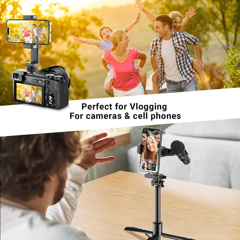 Phone Tripod Mount with 1/4" Screw Thread, 360° Rotate 180° Tilt Tripod Phone Holder Replacement with Cold Shoe, Versatile Tripod Mount Adapter for iPhone, Tripod, Selfie Stick, Camera Stand
