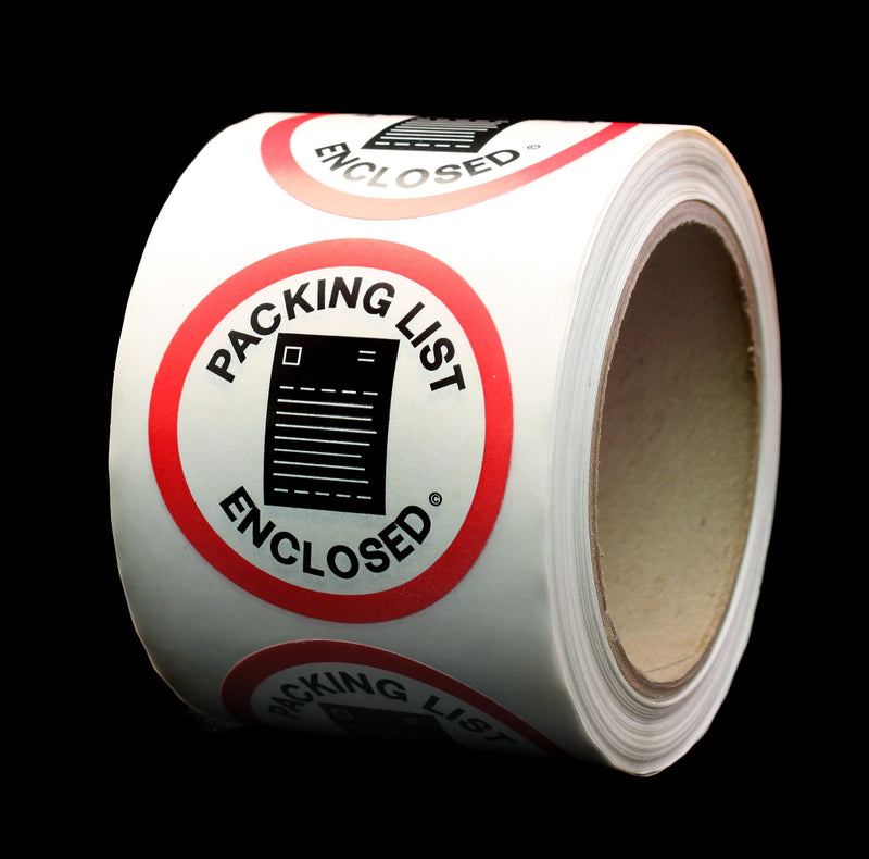 ChromaLabel 2-1/2 inch Packing List Enclosed Shipping & Handling Round Labels, 500/ROLL