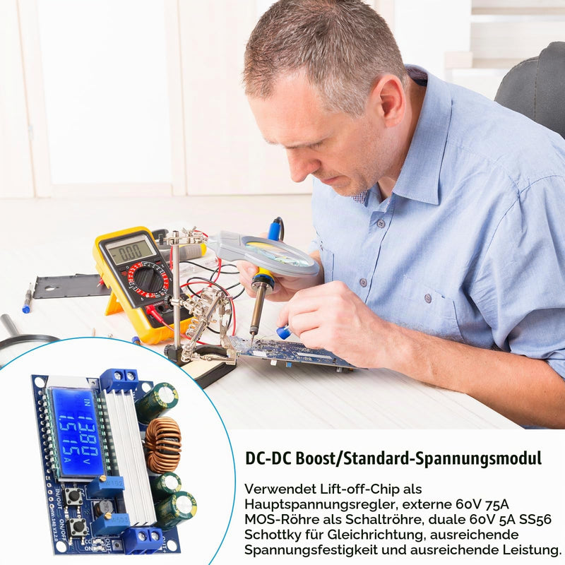 Binghe DC Step-Down Voltage Regulator with LCD Digital Display 5.5-30V to 0.5-30V - 2 Pieces Buck Boost Converter Compatible with Arduino