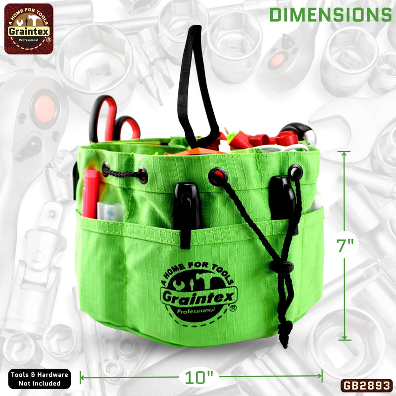 Graintex 18 Pockets Grab Bag Rip-stop Canvas Drawstring Closure, Small Part Organizer Pouch, Small Tools, Screws, Parts, Parachute Tool Bag for Efficient Storage - Lime Green