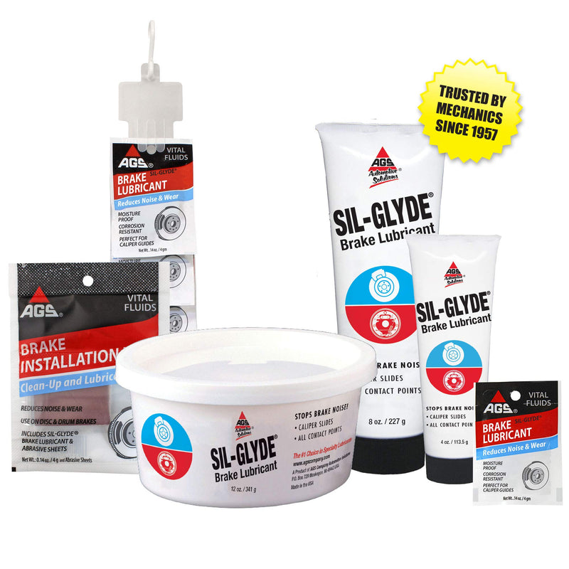 AGS SIL-Glyde 8 oz Tube - Advanced Brake Lubricant, Brake Grease/Lubricant, Brake Pad Grease, Heat Resistant, Rust & Corrosion Protector, Moisture Proof