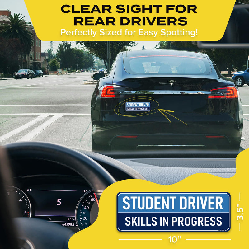 Student Driver Magnet for Car - Funny 3-Pack Please Be Patient Reflective Magnetic Bumper Sticker Set - Removable Novice Rookie Safety Attention Sign - Weather-Resistant - 10 x 3.5 inch Student Men #1