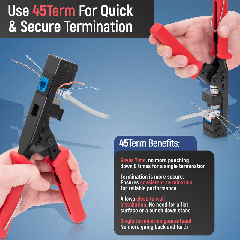 Everest 45Term - 45° Angled Speed Termination Keystone Tool - Time Saver Network Punch Down Tool - To Be Used ONLY with Everest 45° Angled RJ45 Cat5e, Cat6a and Cat6 Keystone Jacks (B0BCHJPRY4)