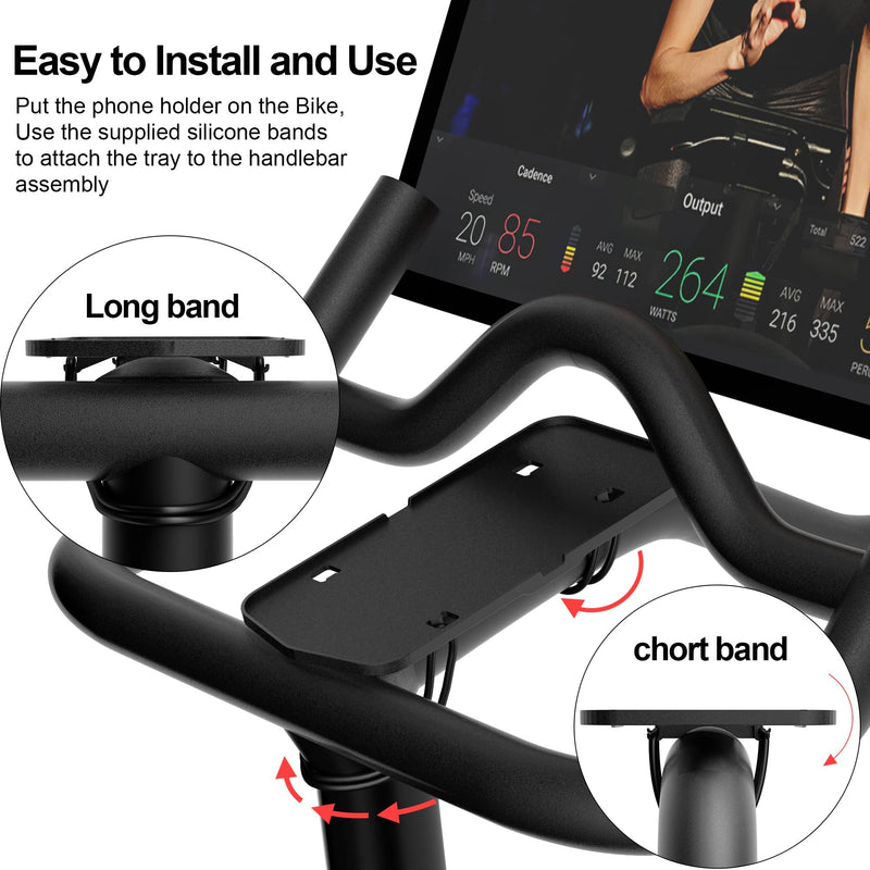 COOLWUFAN Phone Holder for Peloton Bike & Bike+ Accessories, Bike Handlebar Stable Anti-Slippery Phone Mount, Fit for Most Phone Phone Tray
