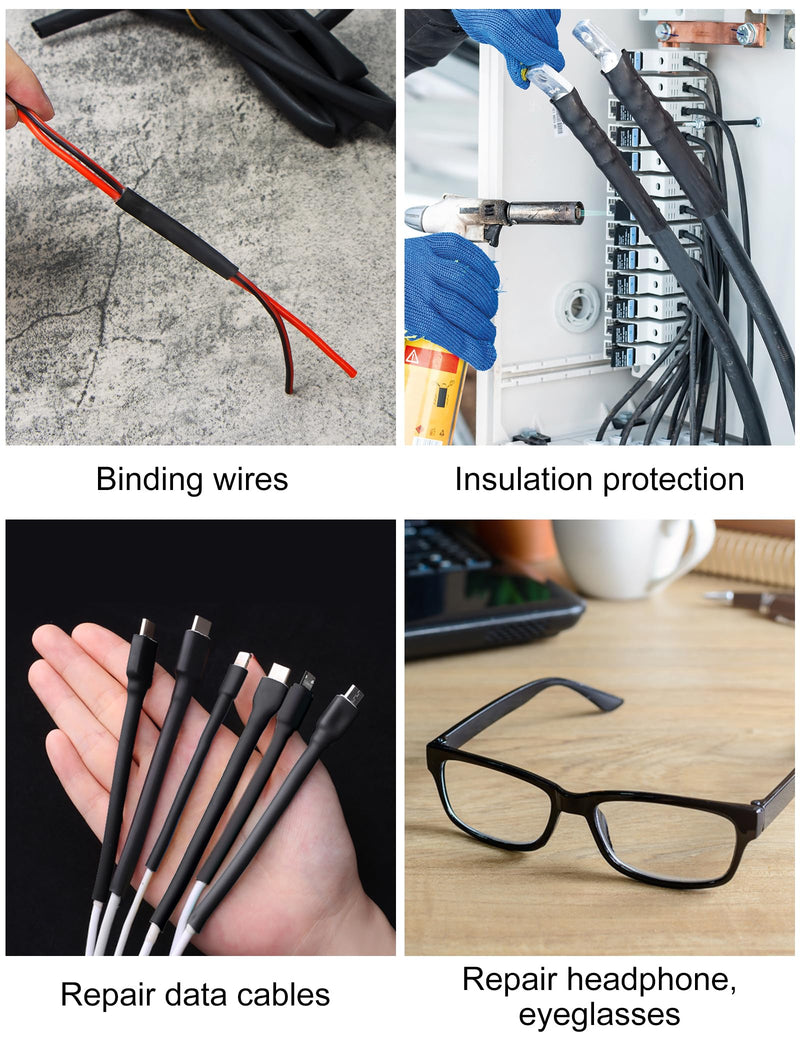 Lsnisni heat shrink tubing Ø15.4 mm 2 m, 3:1 shrink tubing with adhesive, waterproof and insulating, double-walled, shrink tubing black 15.4 mm