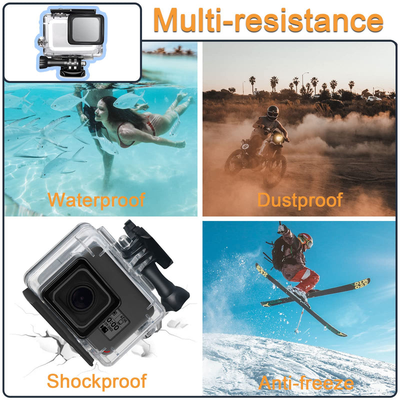 Waterproof Housing Case for GoPro Hero 5 6 7 Black, Protective Underwater Dive Shell with Bracket for Go Pro Hero5 6 Hero7 Black Action Camera Accessories Kit
