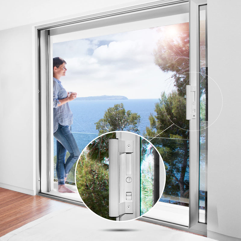 Sliding Glass Door Handle Set with Lock – Aluminum Handle, Fits 6-5/8 in. Hole Spacing (White) BUNDLE WHITE
