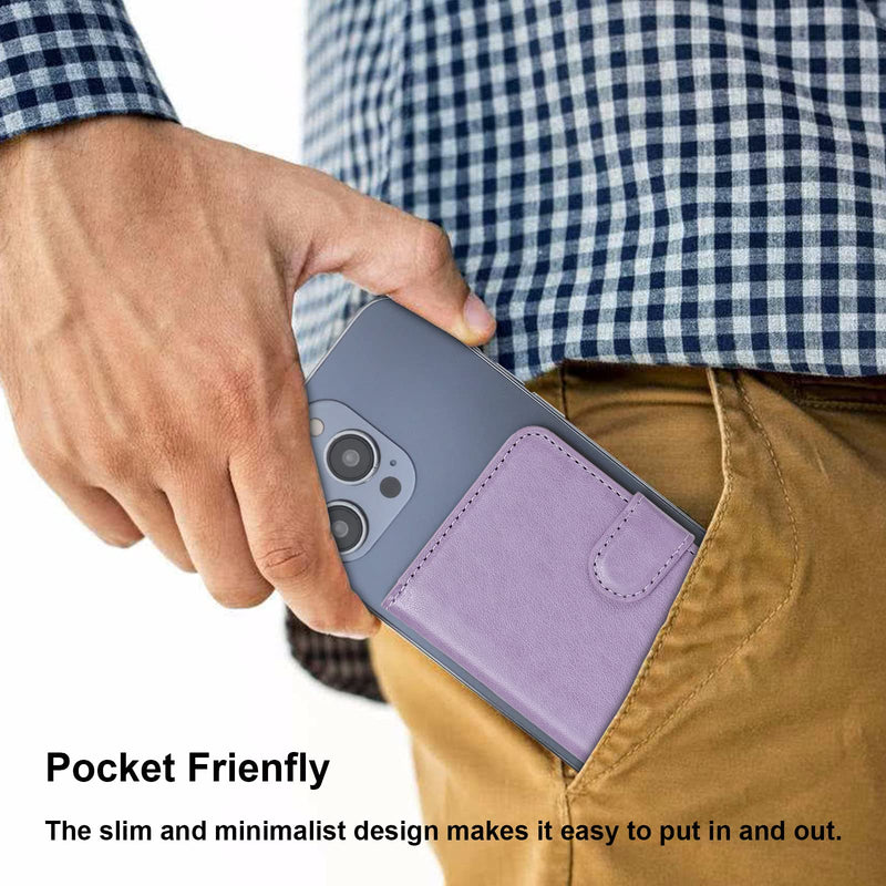 Bocasal for MagSafe Wallet Magnetic Card Holder, RFID Blocking Leather Card Slots for iPhone 15/14/13/12 Pro/Max/Plus, Adjustable Kickstand Flip Mag Safe Wallet (Purple) Purple