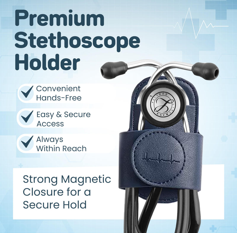 Magnetic Stethoscope Holster for 3M Littmann Stethoscope, MDF, & More. Stethoscope Holder Hip Clip Great for RN, MD, EMT, & Medical Student. (Navy Blue) Magnetic Navy Blue