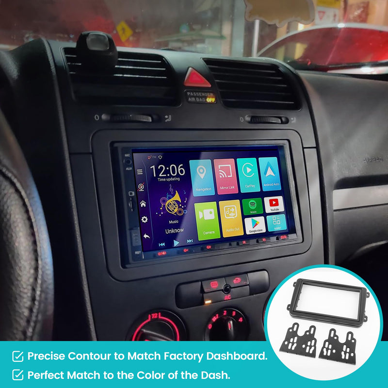 Double DIN Radio Dash Kits for Volkswagen Jetta/GLI/Passat/CC/Tiguan/Scirocco 2006-2018, Double Din Radio Mount Housing Bracket Installation Trim Bezel Kit Installation Aftermarket Stereo