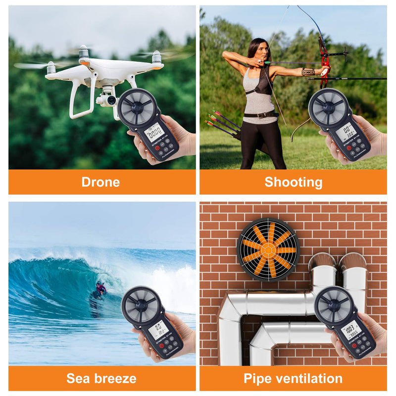 BTMETER BT-100 Handheld Anemometer Digital Wind Speed Meter Airflow Speed Tester for HVAC Shooting Drone Wind Cooling -10°C - 45°C Wind Temperature BT-100 Anemometer