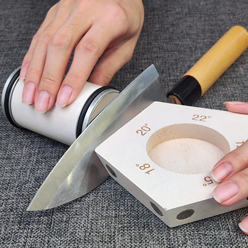 White Rolling Knife Sharpener, Professional Rolling Knife Sharpener Kit with 5 Magnetic Angle Offer 12/15/18/20/22° for Kitchen Knives (SET-B) SET-M