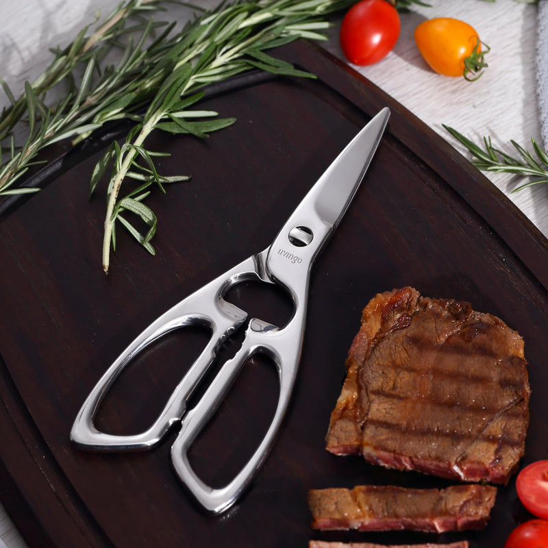 LIVINGO Heavy Duty Kitchen Scissors - Multi-function Dishwasher Safe Stainless Steel Forged Come Apart Utility Shears All Purpose for Cutting Food, Meat, Poultry, Vegetable, Nutcracker C - Kitchen Scissors