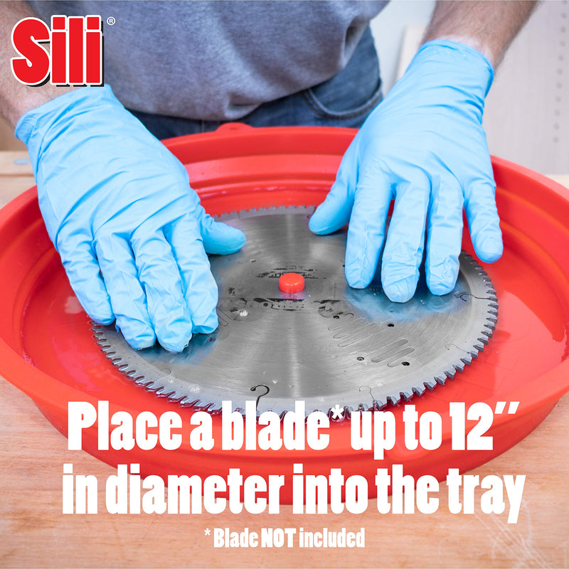 Sili Saw Blade Cleaner Tray, Collapsible Silicone Cleaning Tray for Saw Blades Up to 12 Inches in Diameter