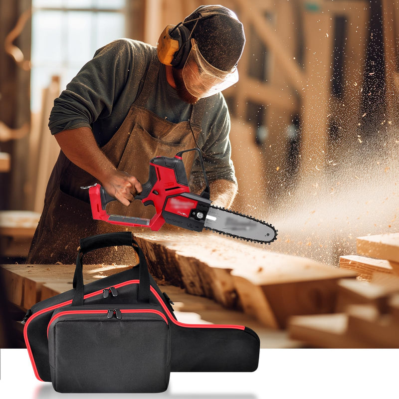 Mini Chainsaw Bag for Milwaukee M18 FUEL Hatchet 3004-20 | Tear-Resistant Oxford Bag With Battery And Charger Pockets, Carry Handles And Padded Shoulder Strap; Case Only