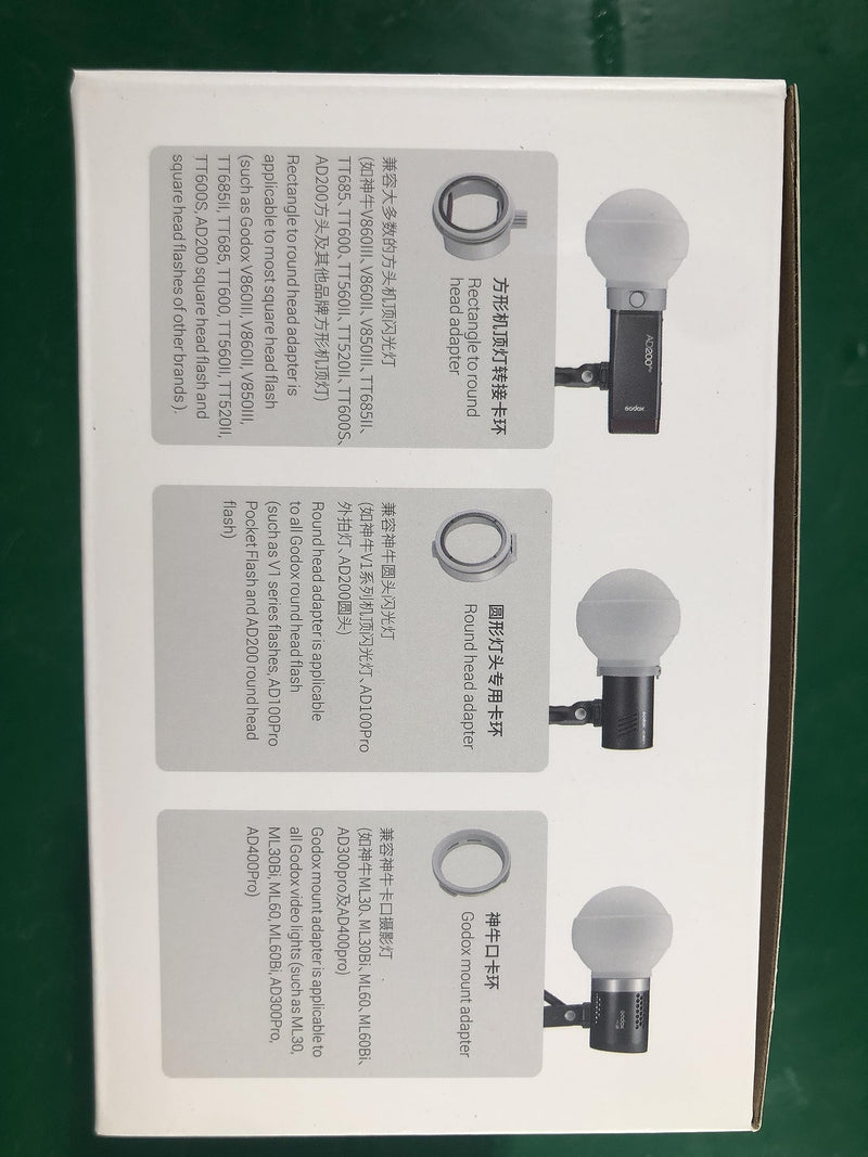 Godox ML-CD15 Diffusion Dome for Godox V1 V1i V860 V850 TT685 TT600 AD200 AD300 AD400 ML30 ML60 Flash Diffuser with 3 Adapter