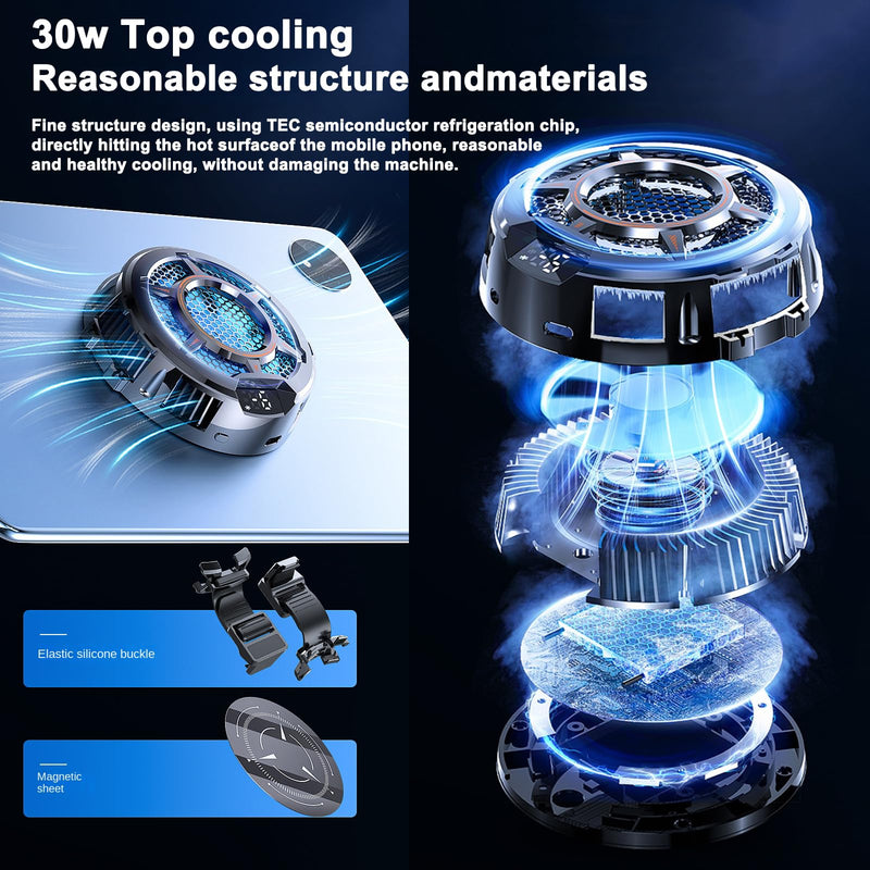 Tablet Cooler for ipad Surface Pro 30W Super Powerful Radiator Magnetic Phone Cooling Fan with 3 Cooling Modes, 3.93inch Universal Tablet Semiconductor Radiator for PC/Android/iPad X1567