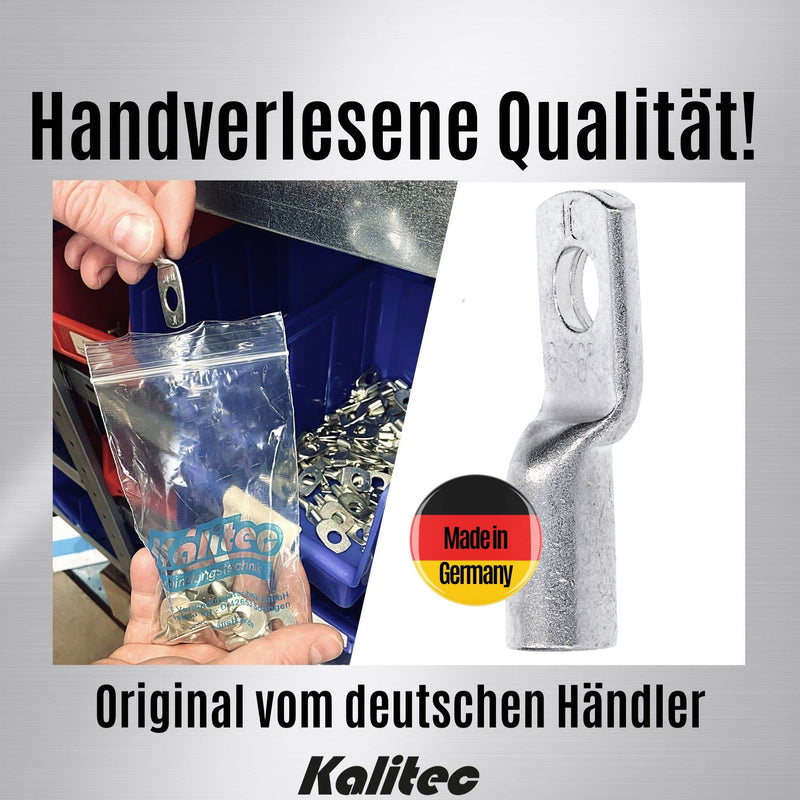Pack of 10 Kalitec HR16-6 standard tubular cable lugs 16mm² M6 I without viewing hole I Made in Germany