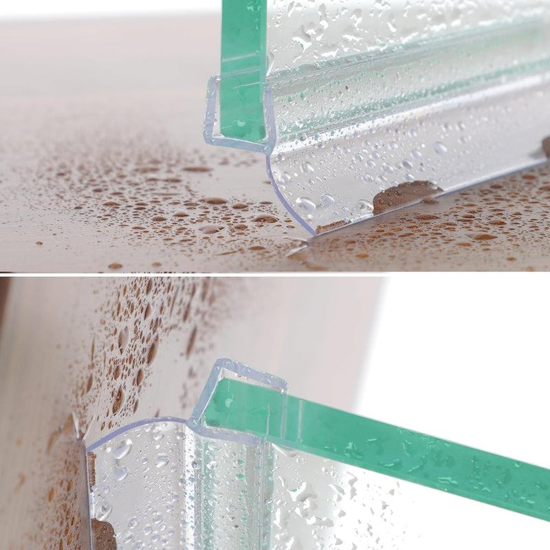 Frameless Shower Door Seal Strip 2 Pack x 78 Inch H for 3/8" Thick Glass Shower Door Side Seal Strip Bottom Seal Door Sweep, Ultra Clear Polycarbonate Stop Shower Leaks Create A Water Barrier 2PCS x 78" for 3/8" H (For Side & Bottom)