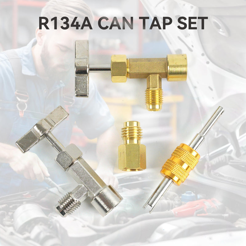 BACOENG R134a Can Tap Kit, for R134a Refrigerant Refill, with Self Sealing & Puncture Style 134a Can Taps, Valve Core Removal Tool, 1/4'' F to 1/2'' M Tank Adapter